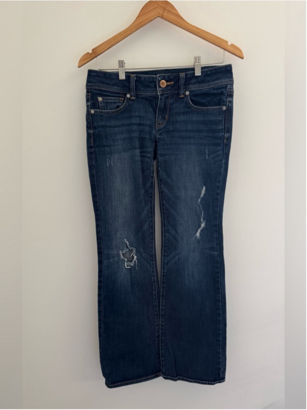 American Eagle Slim Boot Distressed Low Rise Jeans